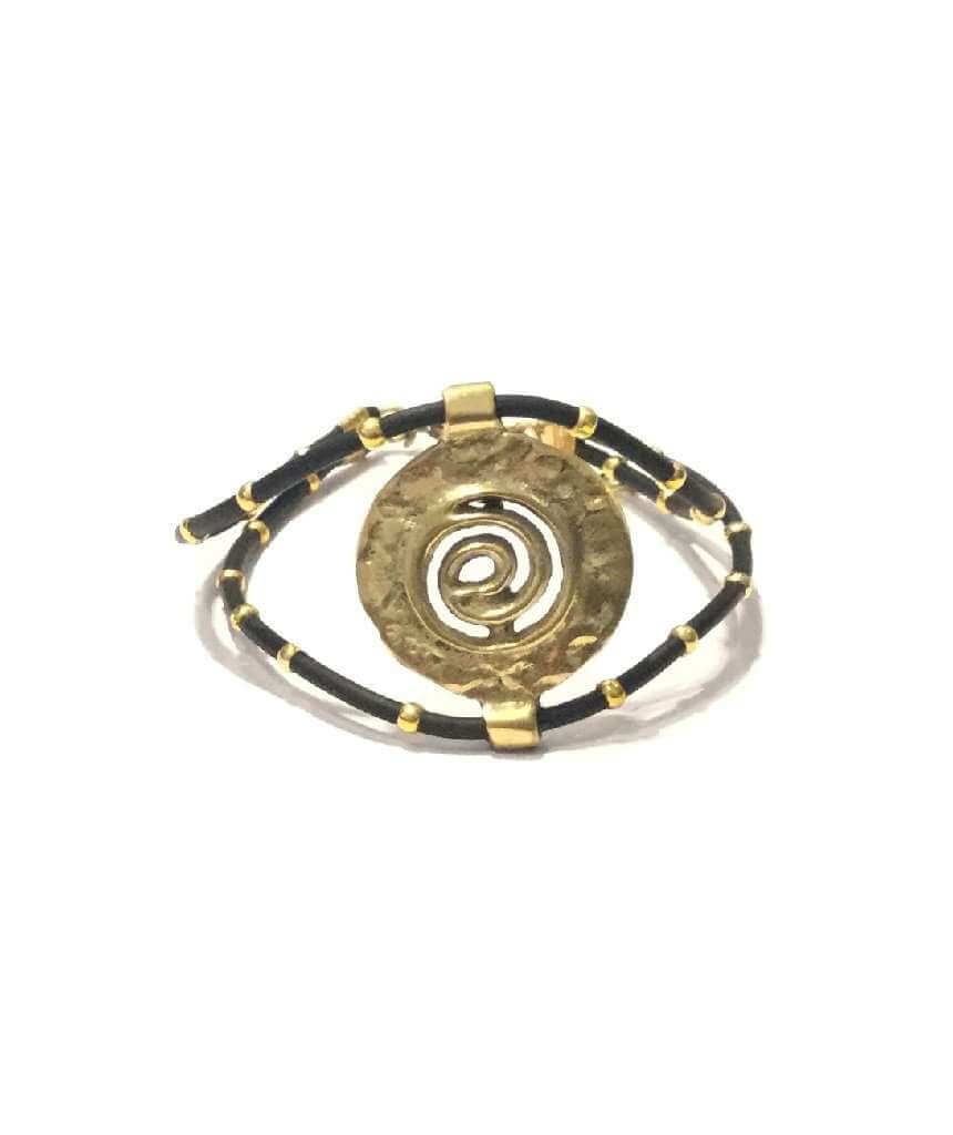 Gold Spiral Leather Bracelet