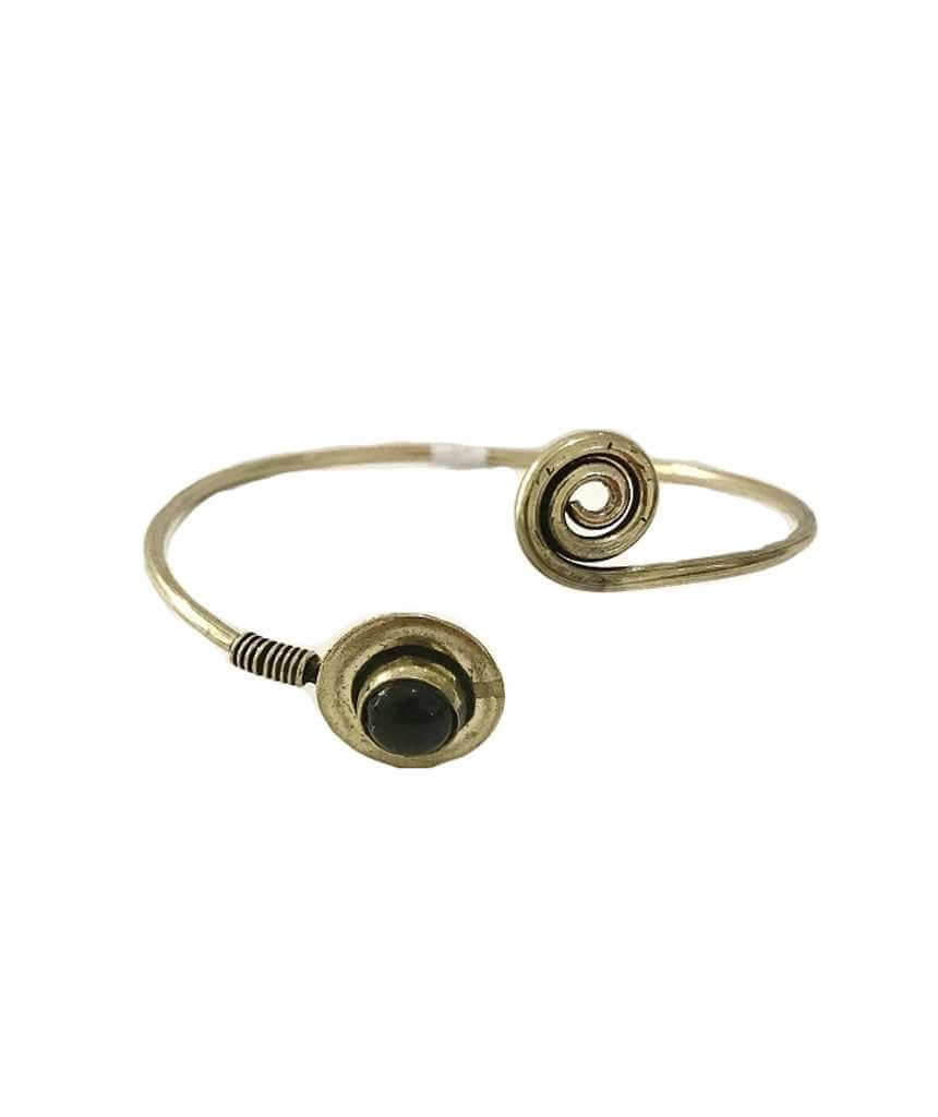 Gold Spiral Stone Bangle Bracelet