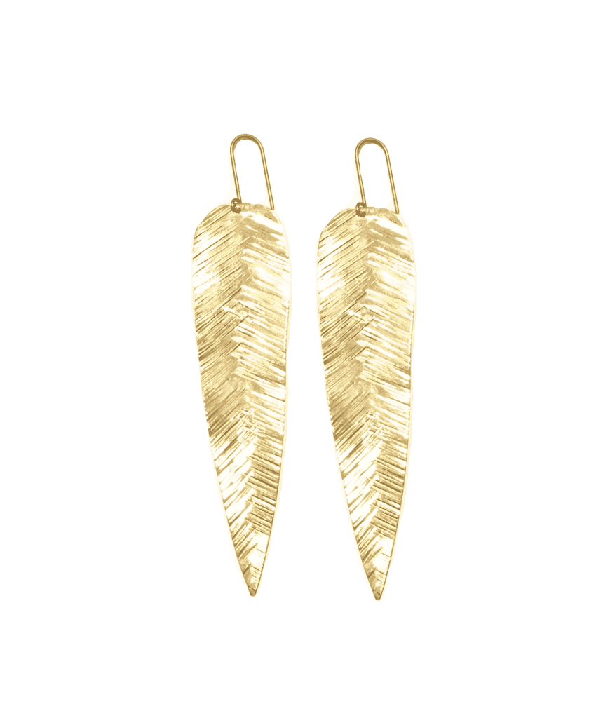 Gold Stunning Long Leaf Earrings
