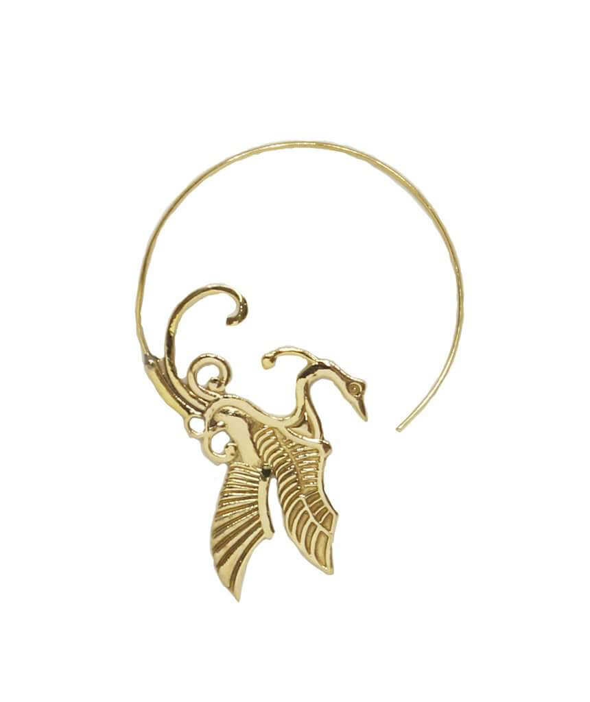 Gold Swan with Wings Statement Earrings