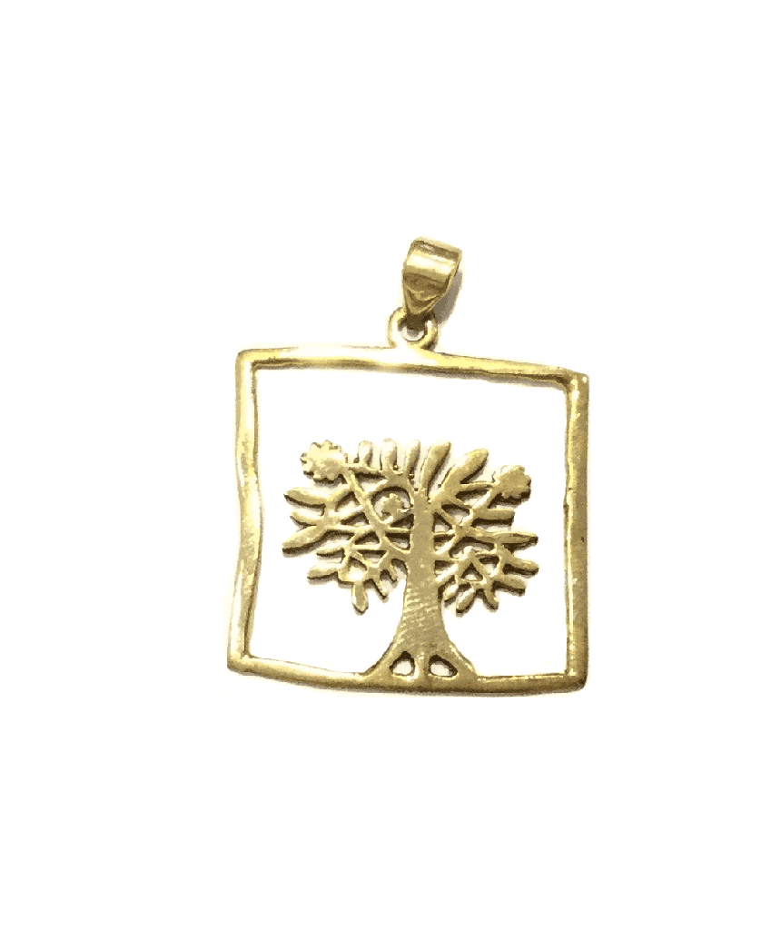 Gold Tree Square Pendant