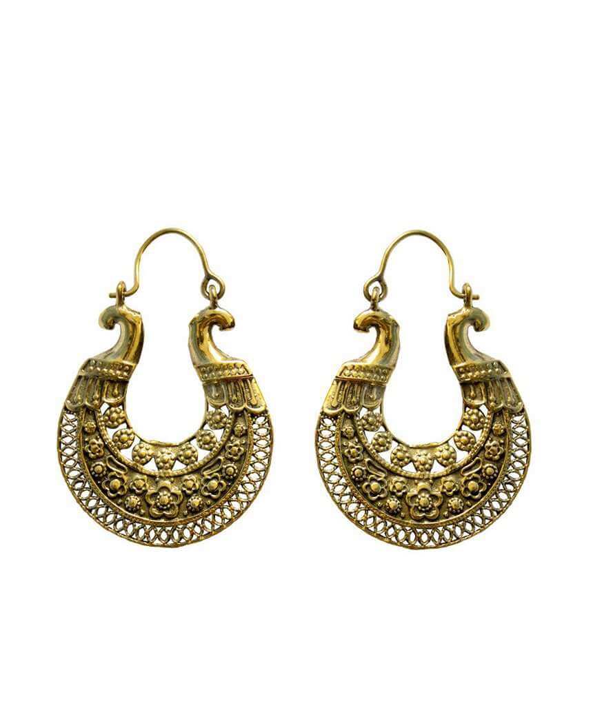 Gold Tribal Hoop Earrings