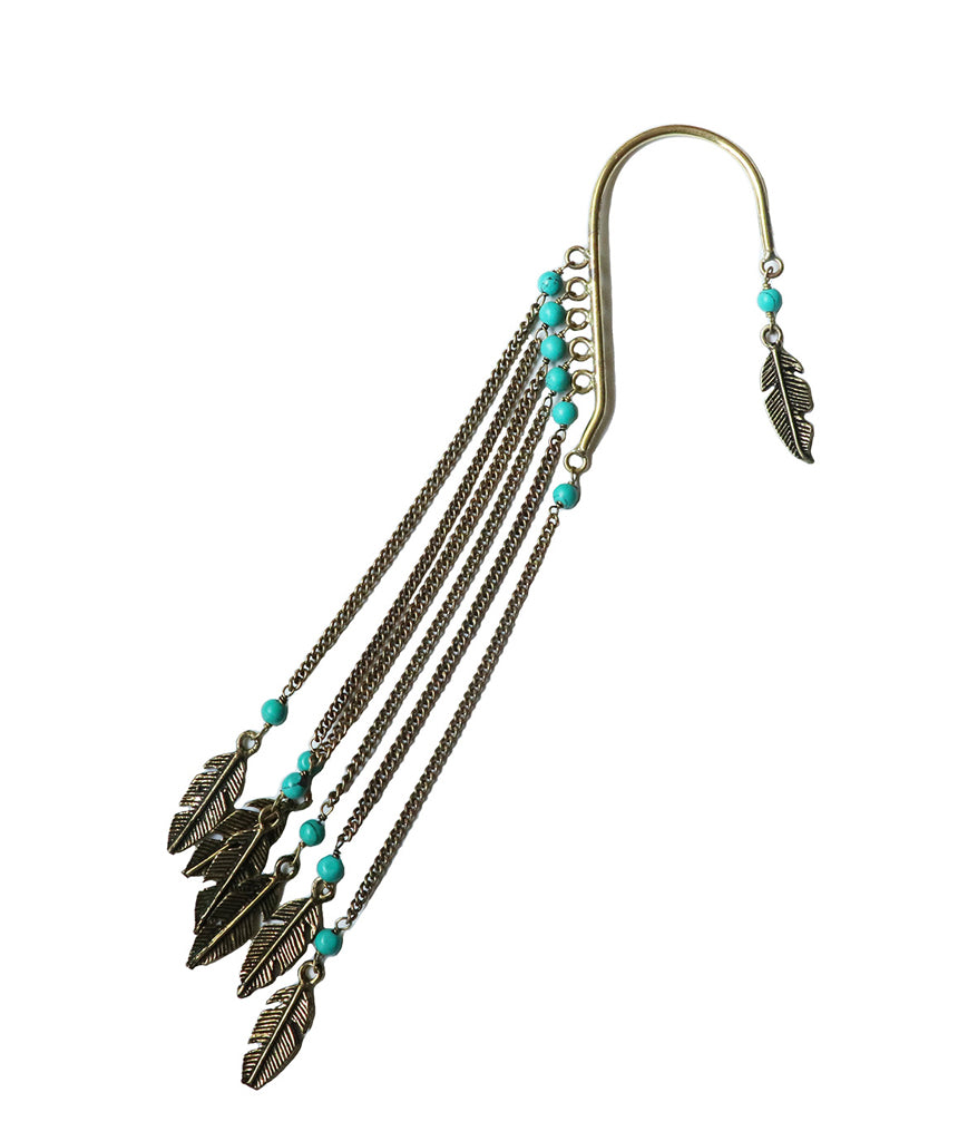 Gold Boho Earcuff Feathers with Beads