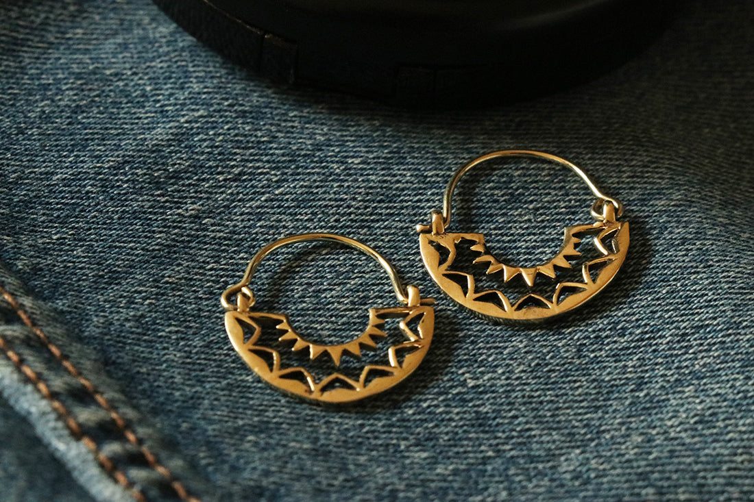 Boho Hoop Earrings with Triangular Design