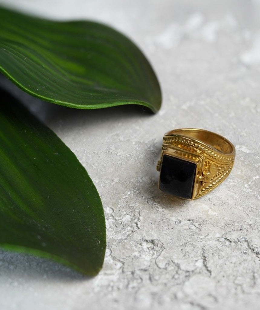 Brass Ring with Square Stone