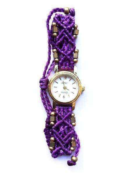 Purple & White Crochet Boho Watch