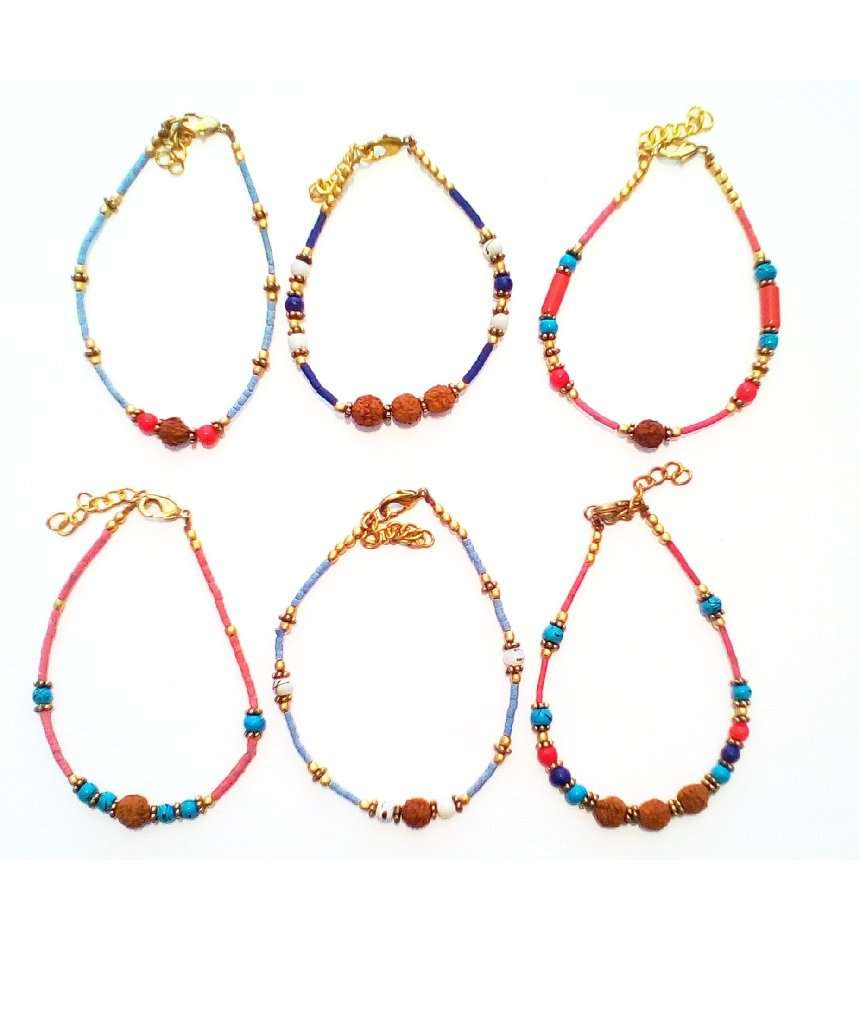 Multicolor Anklet with brown stone