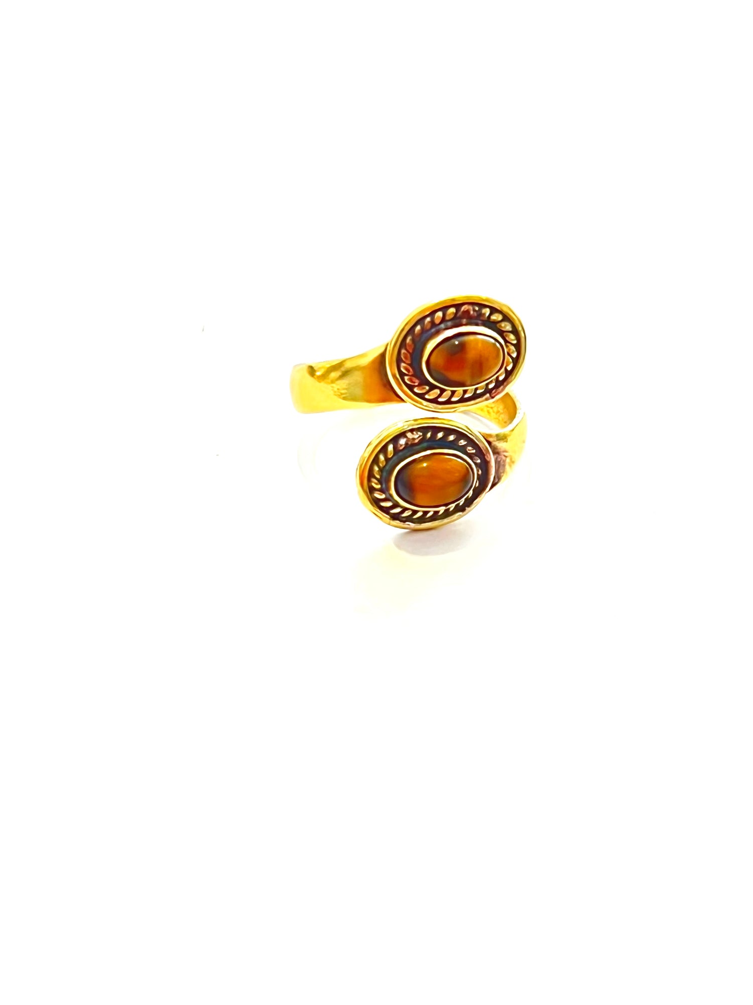 Twisted Double Stone Ring