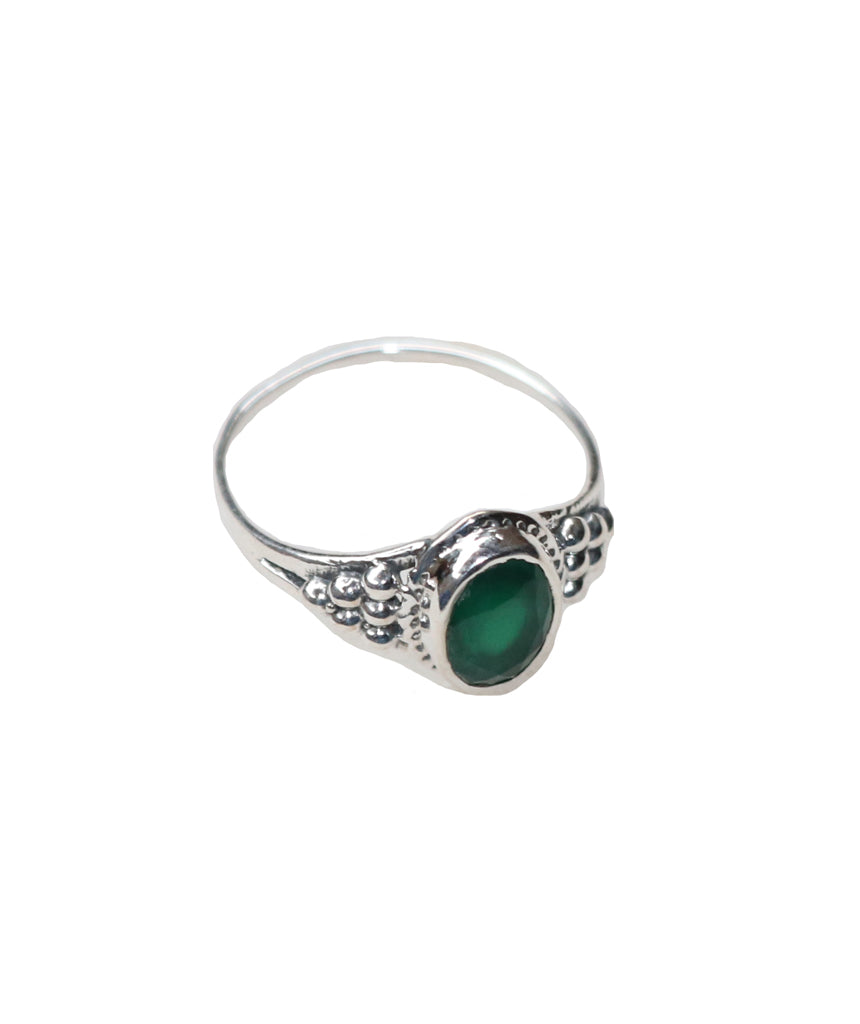 Sterling Silver Oval Ring with Natural Gemstone