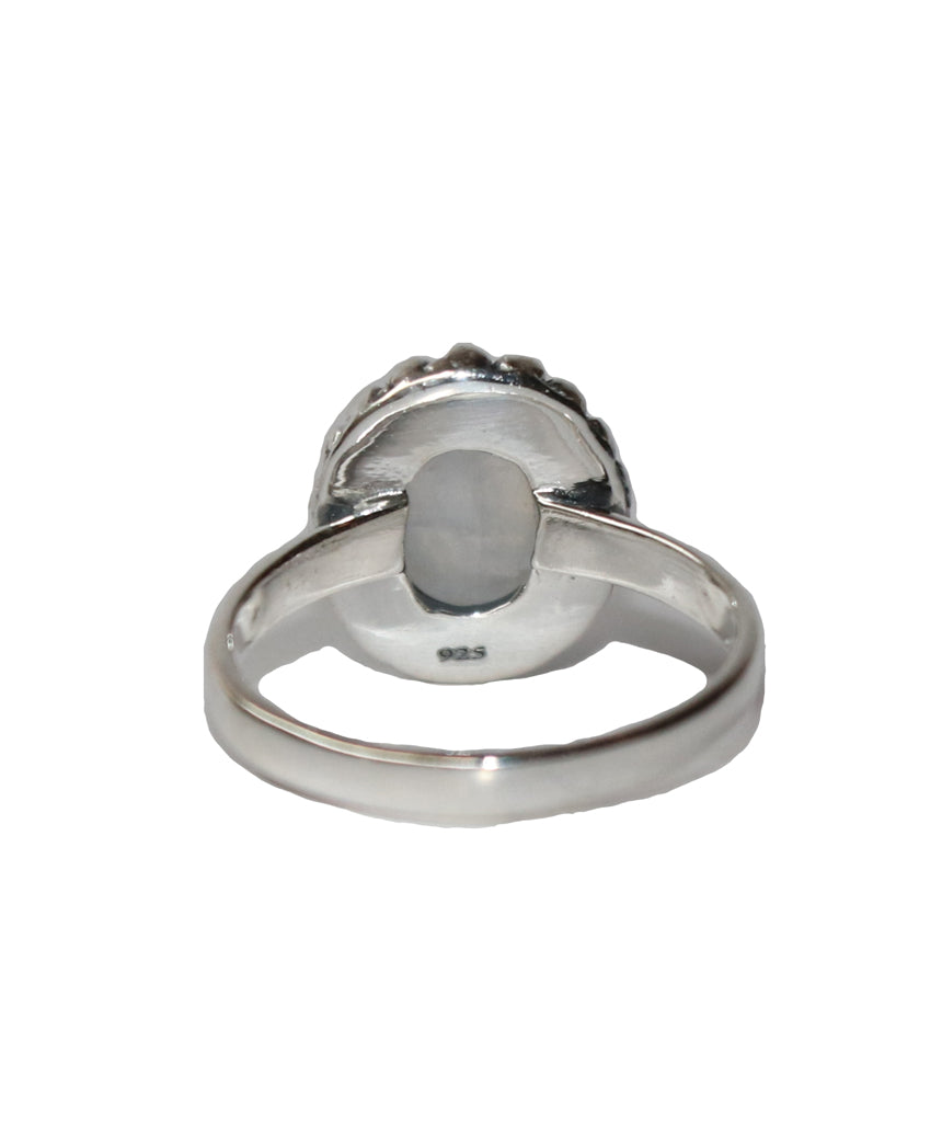Sterling Silver Ring with Embedded Stone