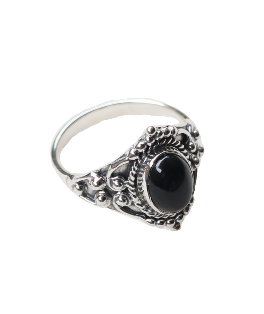 Sterling Silver Oval Silver Ring with Stone