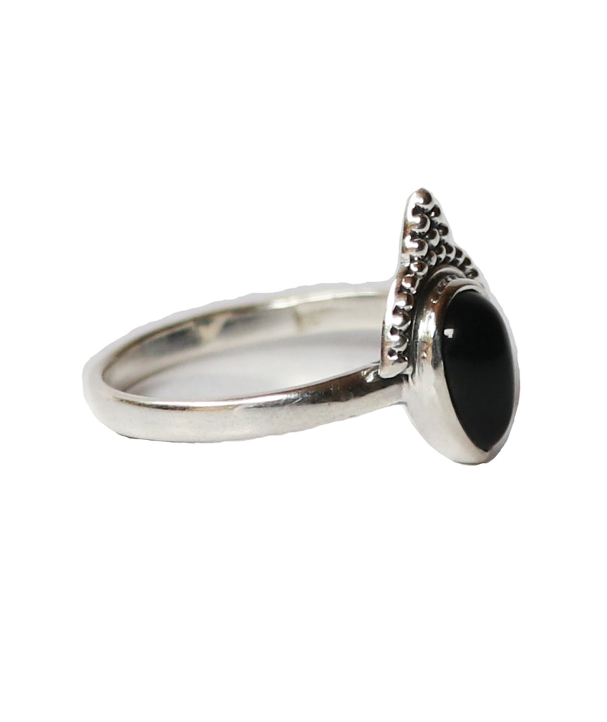 Sterling Silver Teardrop Ring with Stone