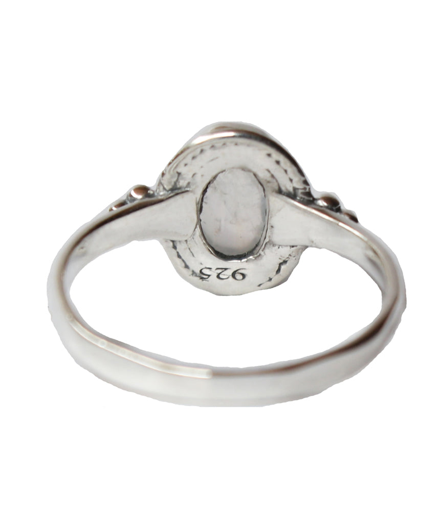 Filigree Oval Silver Ring with Stone