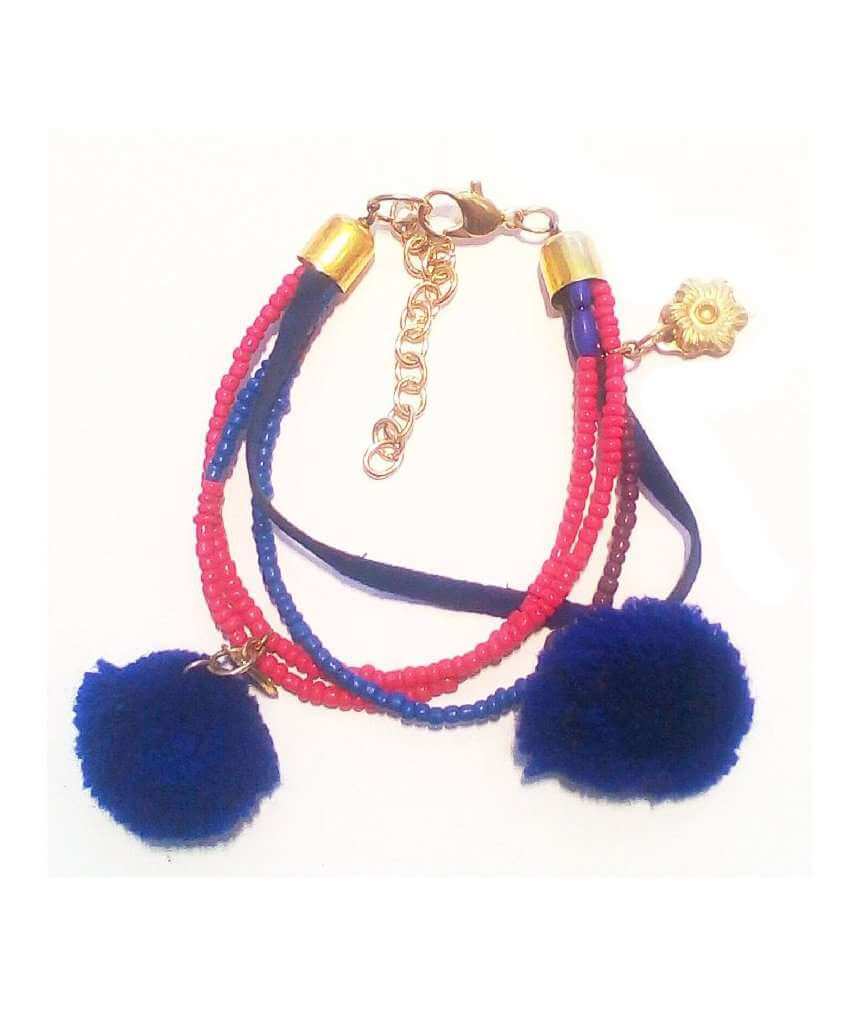 Multicolored Bracelet with Pompoms