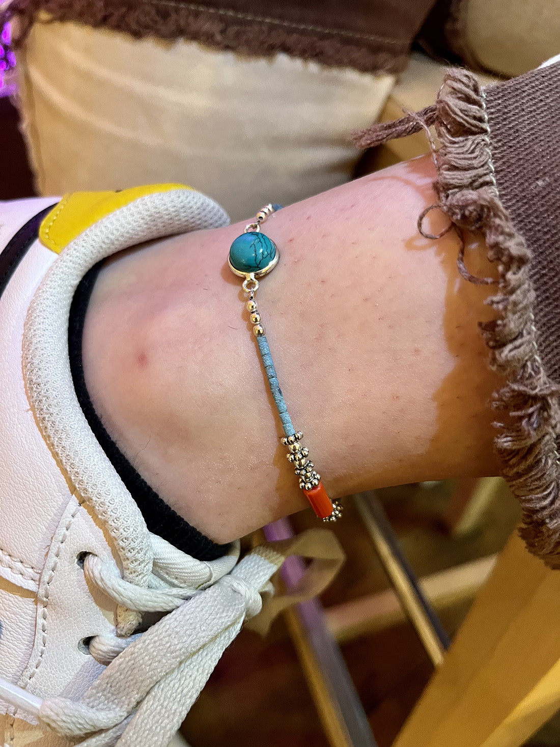 Multicoloured Anklet with stone