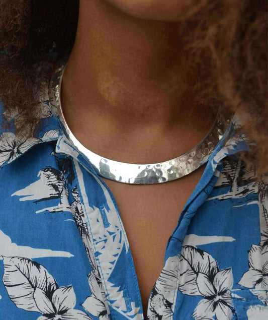 Hammered Torque Choker Necklace