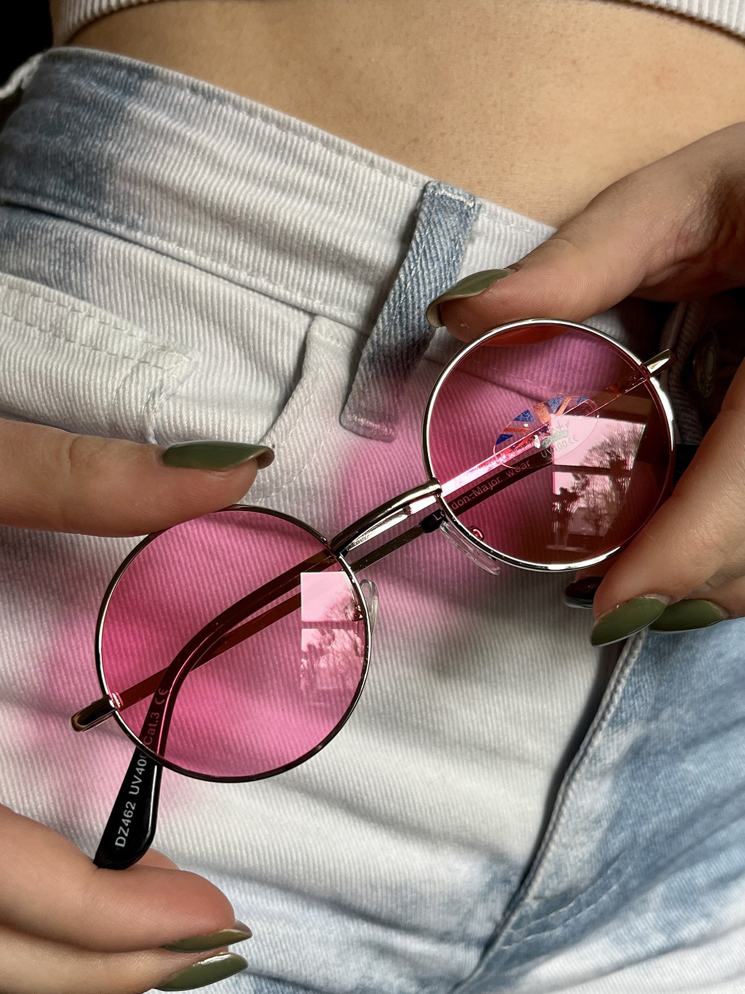Pink Small Round Lens Sunglasses