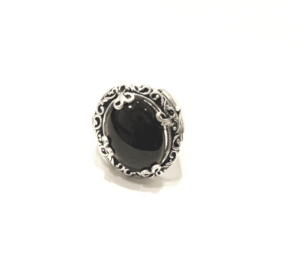 Precious Silver Rings with Black Stone