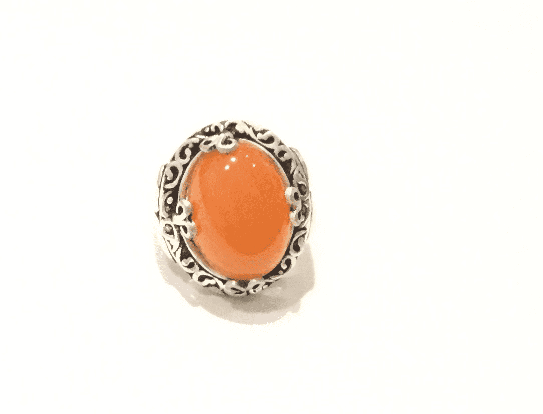 Precious Silver Rings with Orange Stone