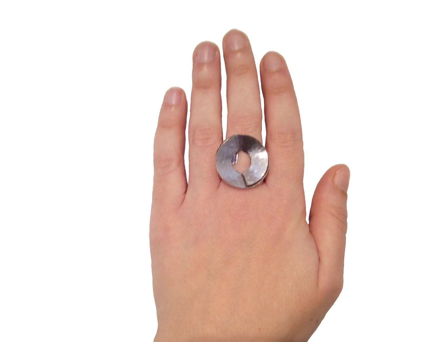 Premium Hammered Circle Ring Silver