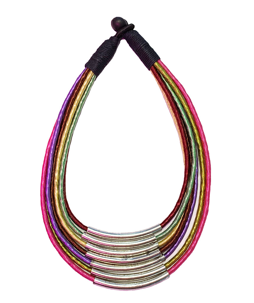 Rainbow Effect Necklace with Piping