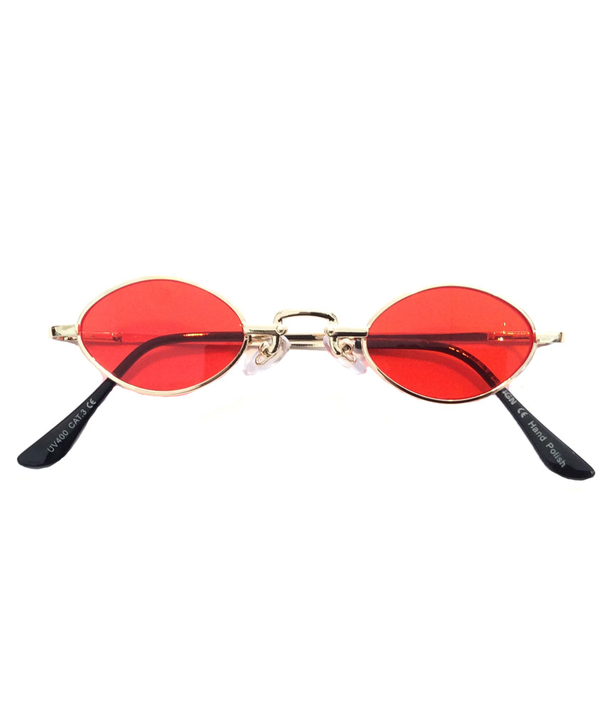 Red Small Oval Sunglasses