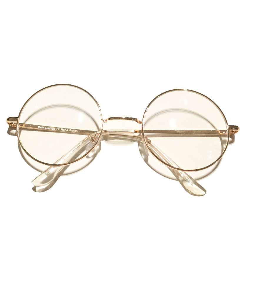 Rose Gold Round Clear Lens Sunglasses
