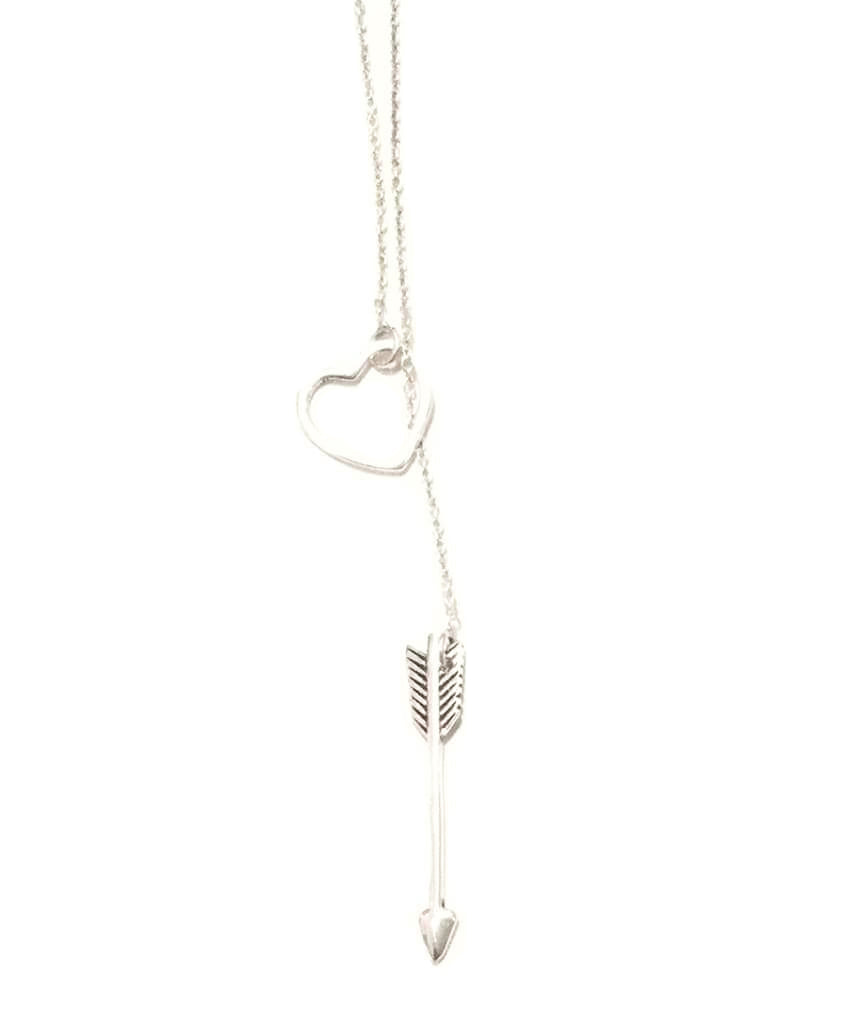 Silver Arrow and Heart Necklace