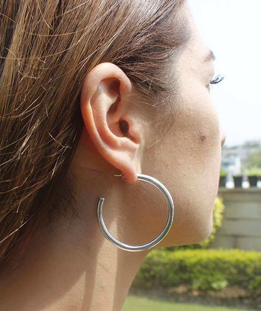 Silver Basic Semi-Open Hoop Earrings