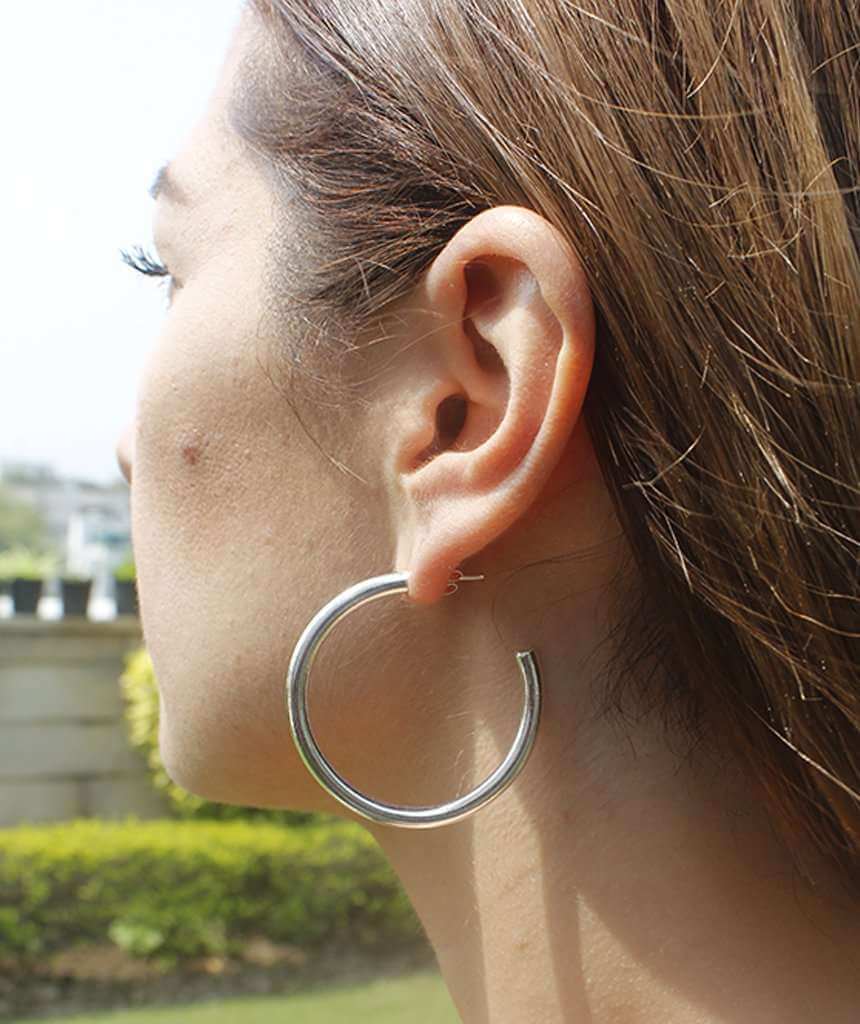 Silver Basic Semi-Open Hoop Earrings