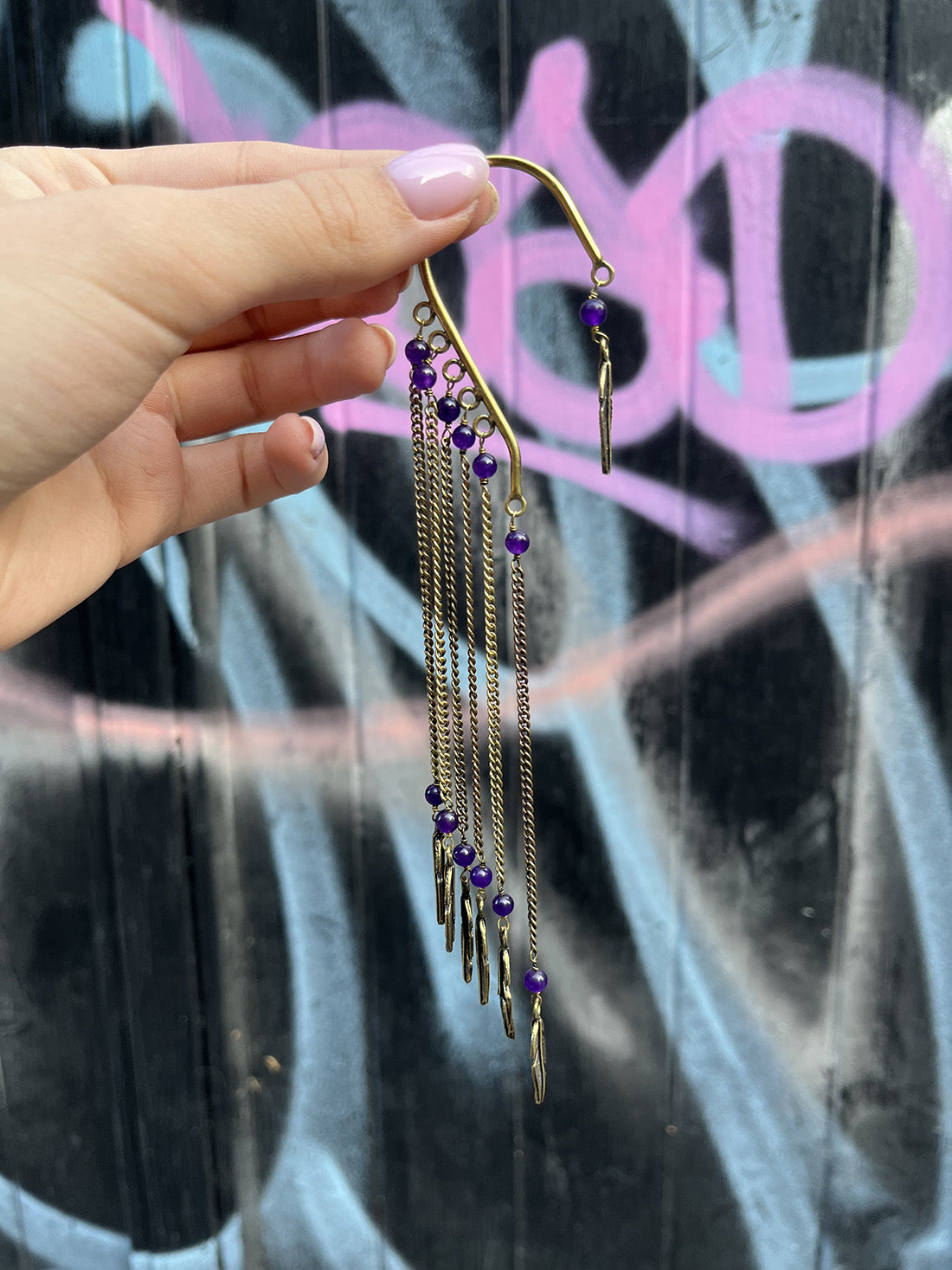 Boho Earcuff with Beads Spikes