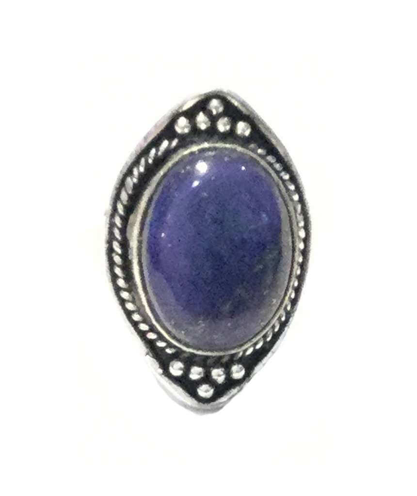 Silver Boho Ring with Blue Stone