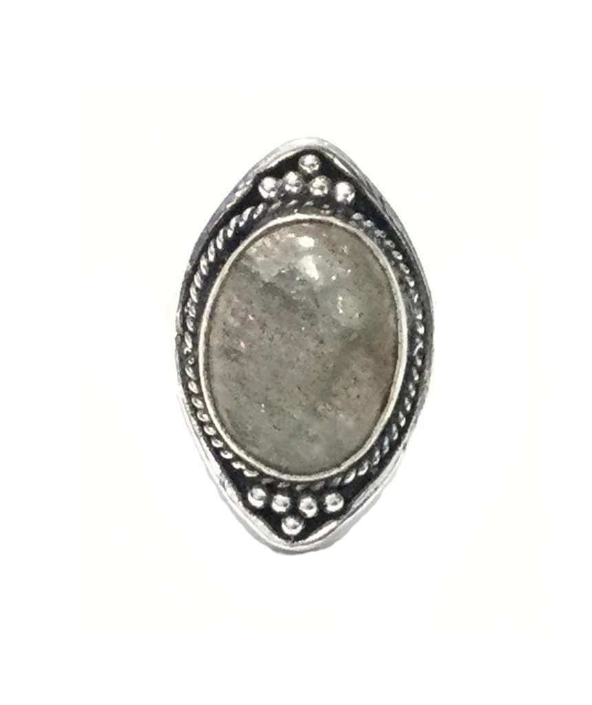Silver Boho Ring with Grey Stone
