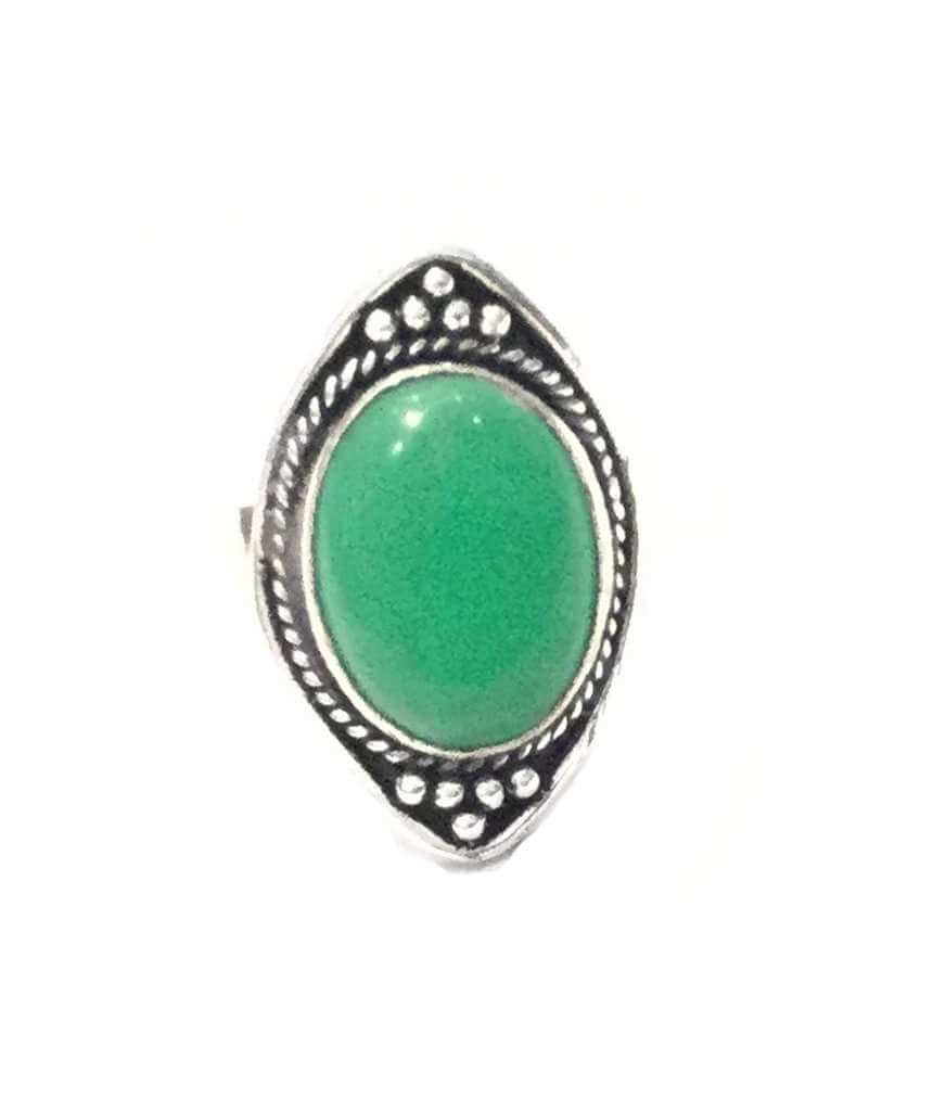 Silver Boho Ring with Verde Stone