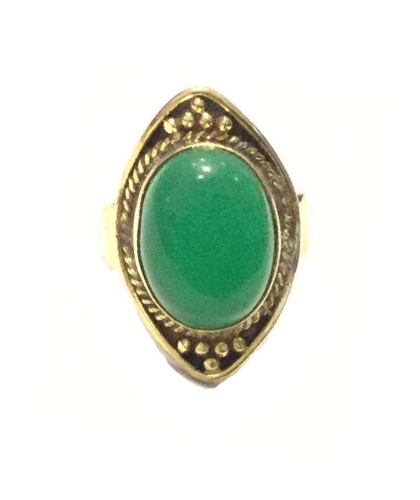 Gold Boho Ring with Verde Stone