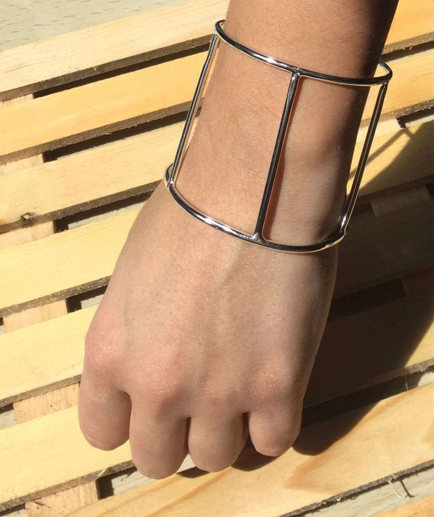 Silver Cage Cuff Bracelet