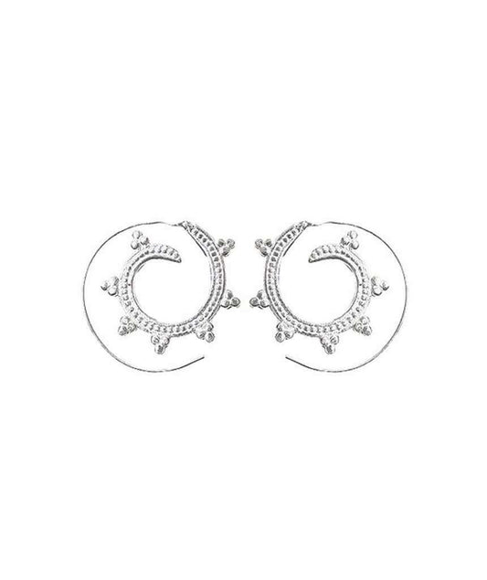 Silver Circular Swivel Hoop Earrings