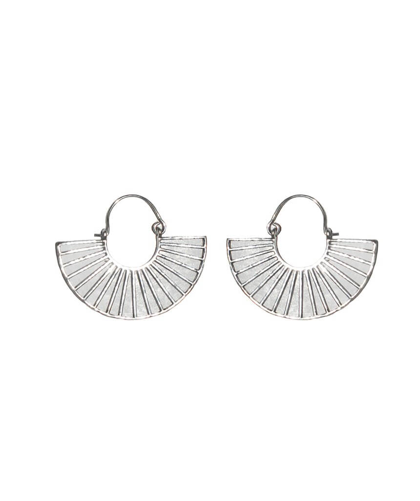 Silver Cleopatra Fan Earrings