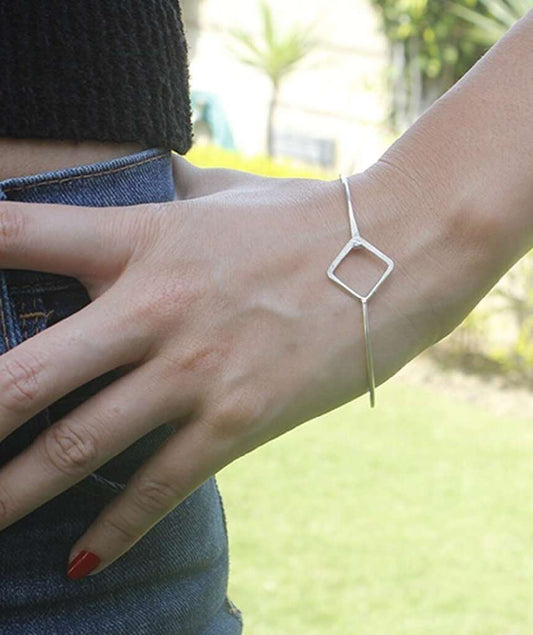 Silver Diamond Bangle Bracelet