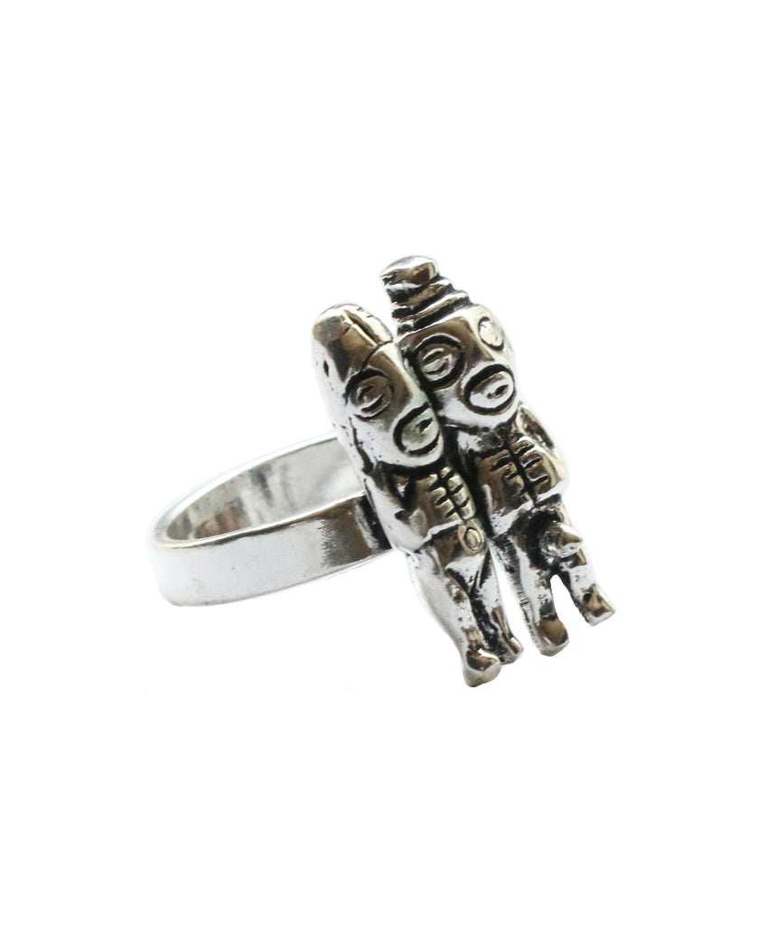 Silver Double Aztec Ring