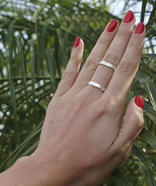 Silver Double Ring in One