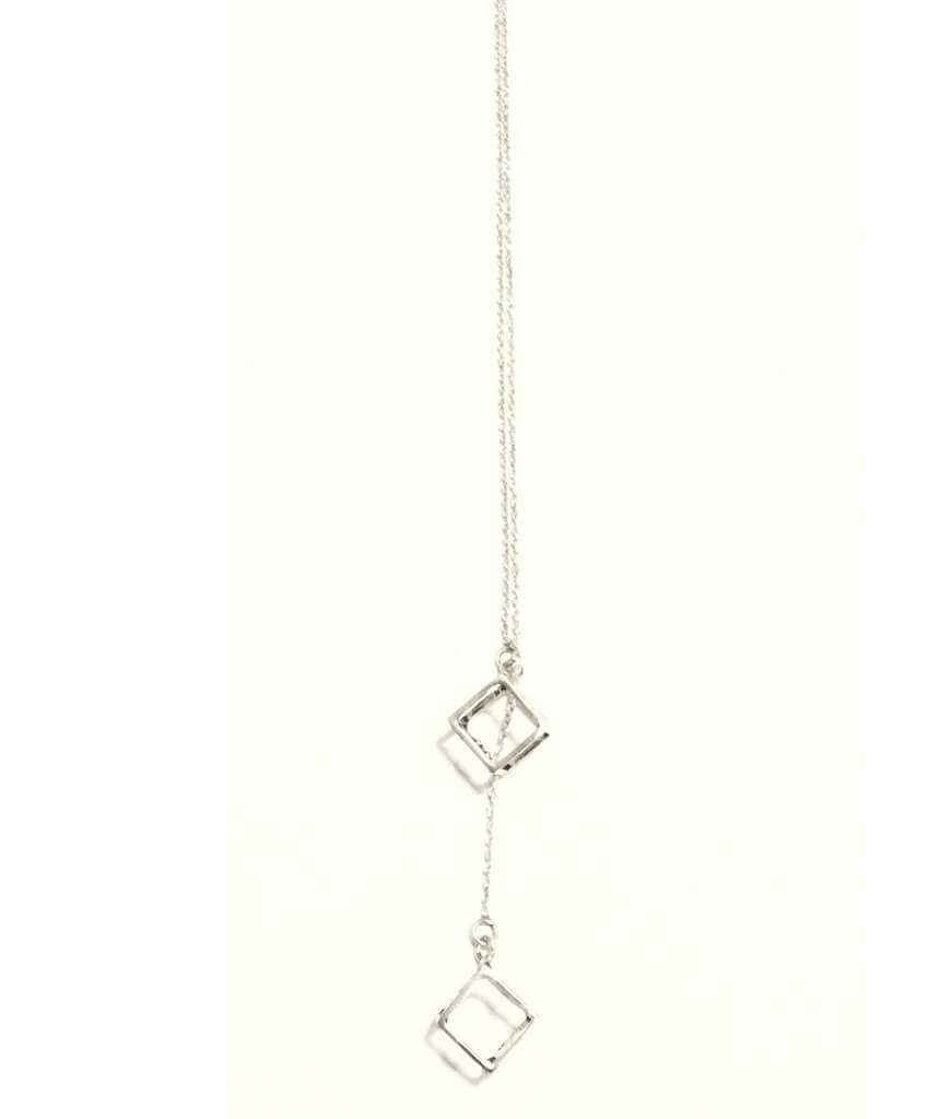 Silver Double Square Classic Necklace