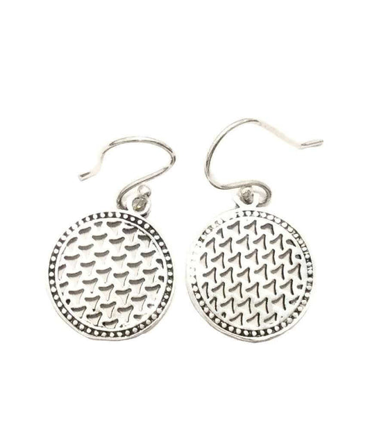 Silver Drop Circle Earrings