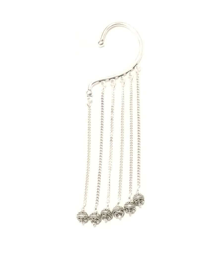 Silver Drop Link Chain Statement Earcuff