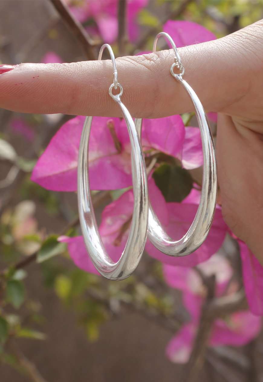 Silver Egyptian Hoop Earrings