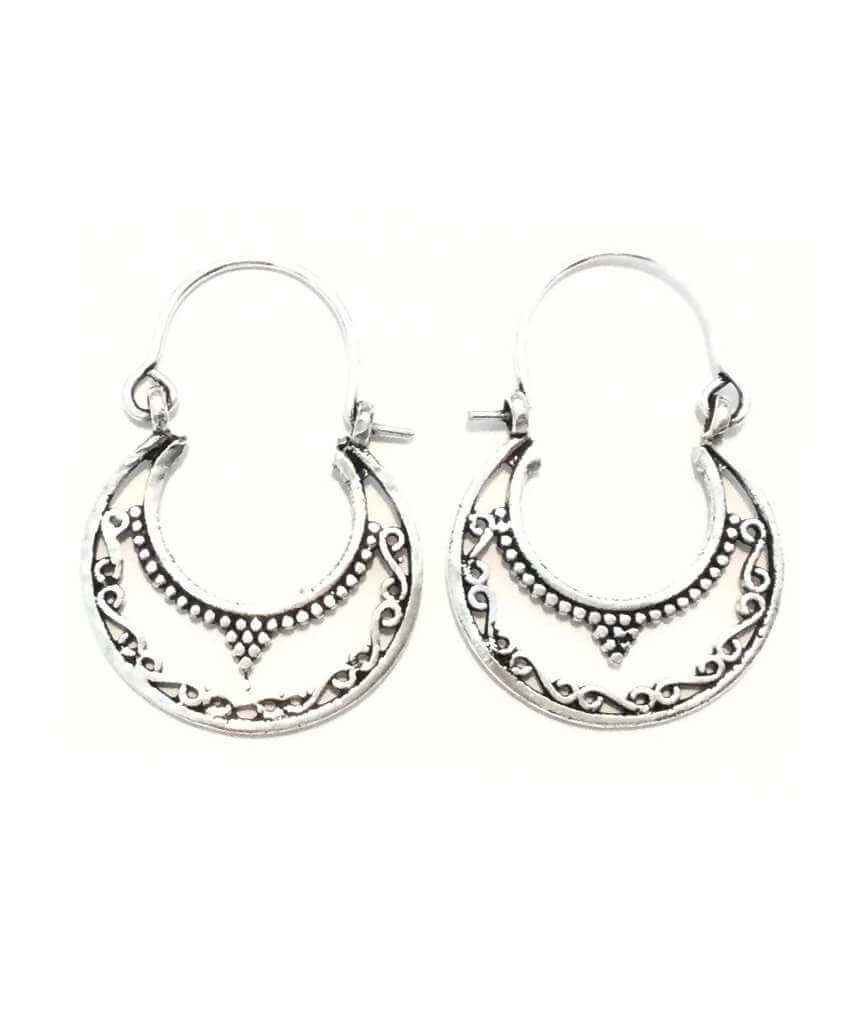Silver Ethnic Round Earring