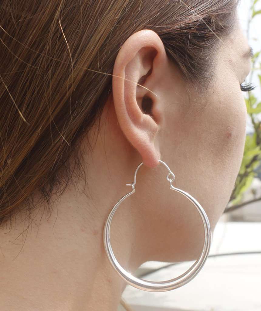Silver Extra Large Egyptian Hoop Earrings