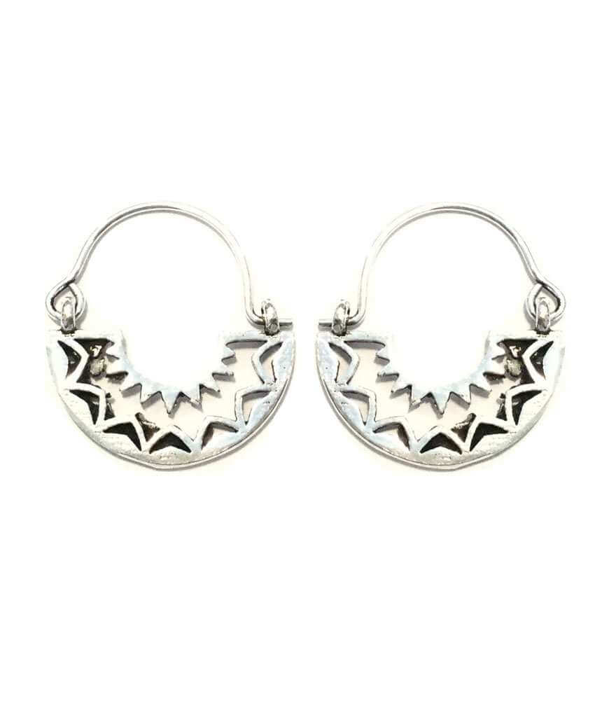 Silver Fan Earrings with Triangular Design