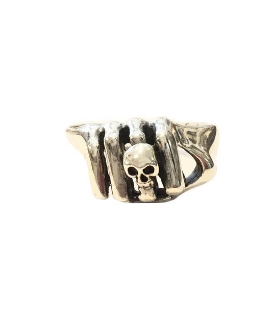 Silver Fist With Skull Ring