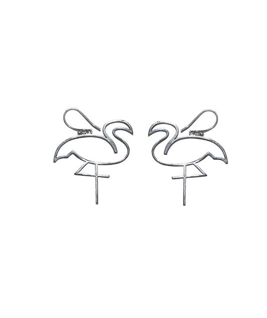 Silver Flamingo Earrings